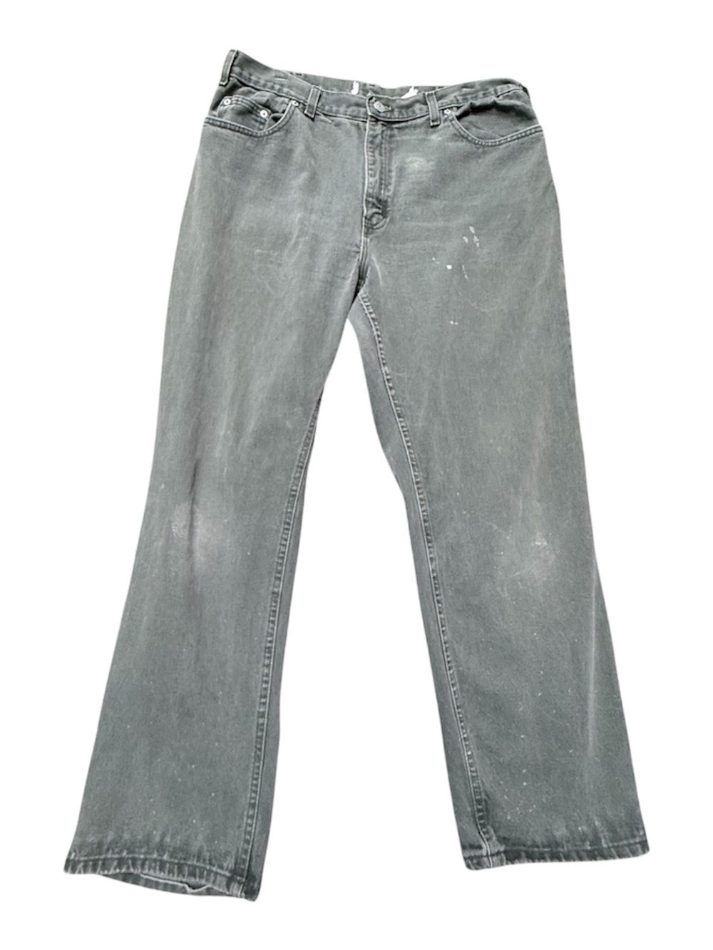 Vintage Faded Jeans 34 Distressed Denim Men’s Straight Leg 90s Y2K Grunge Olive